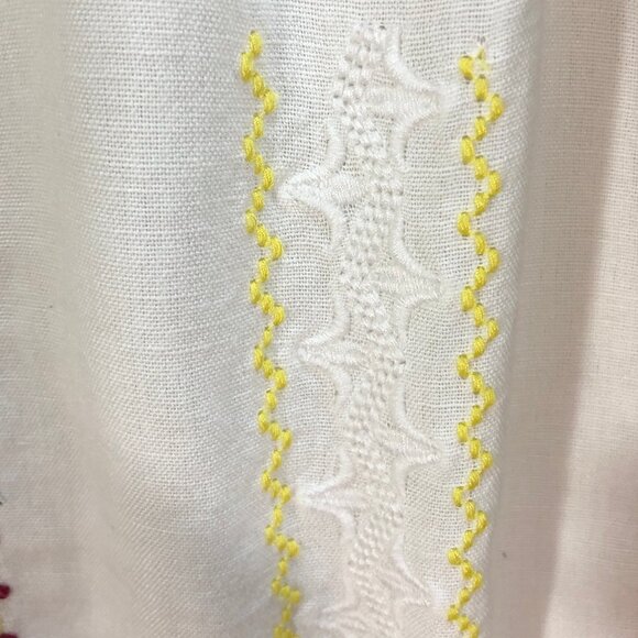 NWT! J. PETERMAN Paradise Linen Embroidered Boho Relaxed Fit Peasant Blouse S - Picture 7 of 12